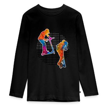 trottinette freestyle - T-shirt manches longues Premium Ado - noir - Devant - AI Model Kid Female (0cm)