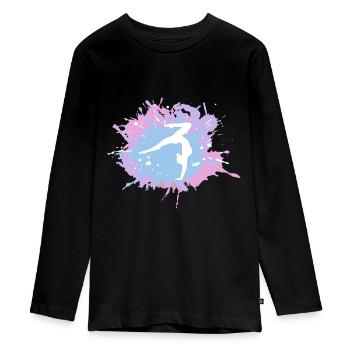 Gymnastics, Gymnast - Gymnastics - Teenager Premium Organic Long Sleeve Shirt - black - Front - AI Model Kid Female (0cm)