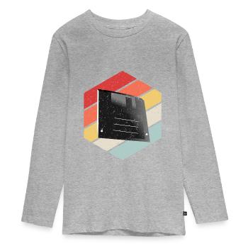 Disquette Floppy Disk - T-shirt manches longues Premium Ado - gris chiné - Devant
