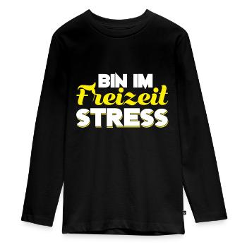 Freizeit Stress - Teenager Premium Bio Langarmshirt - Schwarz - Vorne - AI Model Kid Female (0cm)