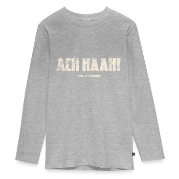 Ach Haah! Original Vogtländisch - Teenager Premium Bio Langarmshirt - Grau meliert - Vorne