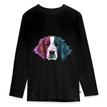 Splash Welsh Springer Spaniel chien - T-shirt manches longues Premium Ado - noir - Devant - AI Model Kid Female (0cm)