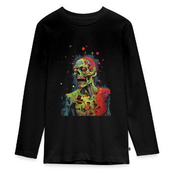 Pop Art a Brain - Teenager Premium Organic Long Sleeve Shirt - black - Front - AI Model Kid Female (0cm)