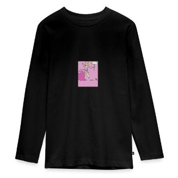 Tänzerin auf dem Seil mit Schirmchen, Zeichnung - Teenager Premium Bio Langarmshirt - Schwarz - Vorne - AI Model Kid Female (0cm)