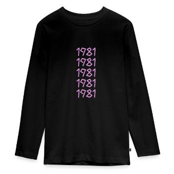 1981 - Teenager Premium Bio Langarmshirt - Schwarz - Vorne - AI Model Kid Female (0cm)