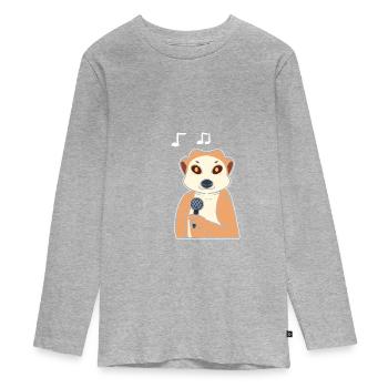 Meerkat singt Sänger Gift - Teenager Premium Bio Langarmshirt - Grau meliert - Vorne