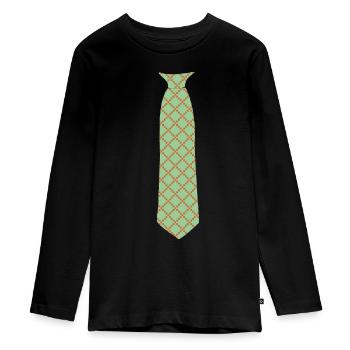 Krawatte Muster Formal Grün - Teenager Premium Bio Langarmshirt - Schwarz - Vorne - AI Model Kid Female (0cm)
