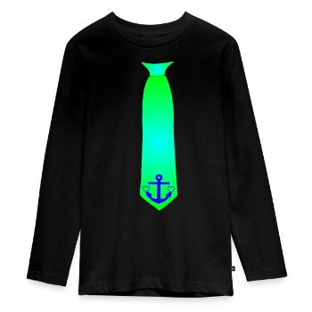 Krawatte - Aufgedruckte - Farbverlaufe Anker - Teenager Premium Bio Langarmshirt - Schwarz - Vorne - AI Model Kid Female (0cm)