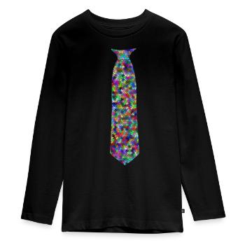 Krawatte Reptilien bunt - Krawatten Schlips Fake - Teenager Premium Bio Langarmshirt - Schwarz - Vorne - AI Model Kid Female (0cm)