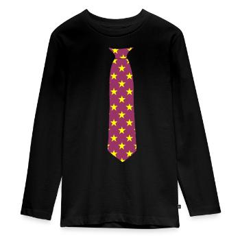 Krawatte - aufgedruckte - Sterne - Sternenmuster - Teenager Premium Bio Langarmshirt - Schwarz - Vorne - AI Model Kid Female (0cm)
