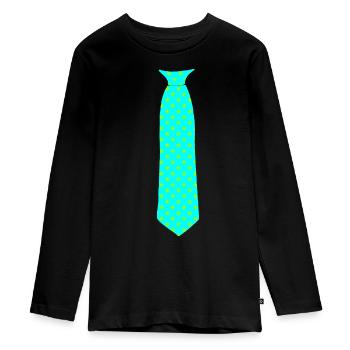 Krawatte sterne gruen tuerkis - Teenager Premium Bio Langarmshirt - Schwarz - Vorne - AI Model Kid Female (0cm)