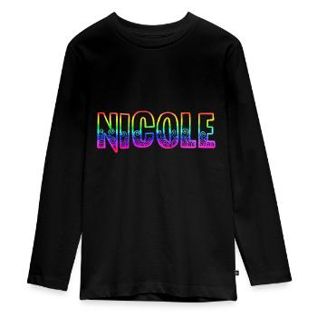 nicole rs regenbogen - Teenager Premium Bio Langarmshirt - Schwarz - Vorne - AI Model Kid Female (0cm)
