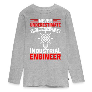 Never Underestimate Industrial Engineer - Teenager Premium Bio Langarmshirt - Grau meliert - Vorne