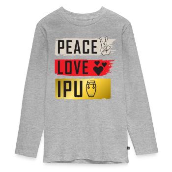 Peace Love IPU Percussion Instrument - T-shirt manches longues Premium Ado - gris chiné - Devant