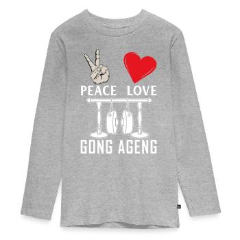 Peace Love Gong Ageng Musique indonésienne - T-shirt manches longues Premium Ado - gris chiné - Devant