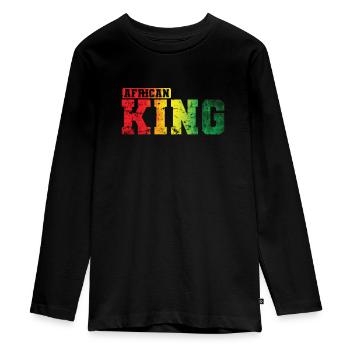 African King Land Kontinent Afrika Karte - Teenager Premium Bio Langarmshirt - Schwarz - Vorne - AI Model Kid Female (0cm)