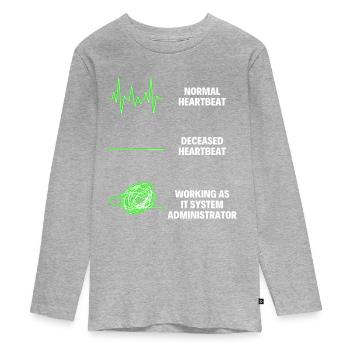 IT System Administrator Worker Computer - Teenager Premium Bio Langarmshirt - Grau meliert - Vorne