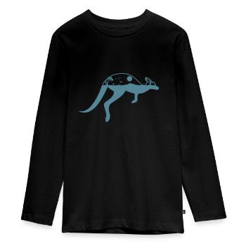 Kangourou avec la campagne australienne - T-shirt manches longues Premium Ado - noir - Devant - AI Model Kid Female (0cm)