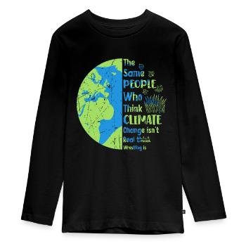 Climate Change Mother Earth Day Environment - Teenager Premium Organic Long Sleeve Shirt - black - Front - AI Model Kid Female (0cm)