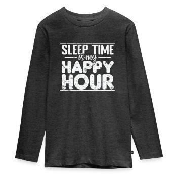 L’heure du sommeil est mon passe-temps de nuit Happy Hour - T-shirt manches longues Premium Ado - anthracite chiné - Devant - AI Model Kid Female (0cm)