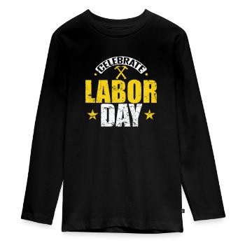 Celebrate Labor Day - Teenager Premium Bio Langarmshirt - Schwarz - Vorne - AI Model Kid Female (0cm)
