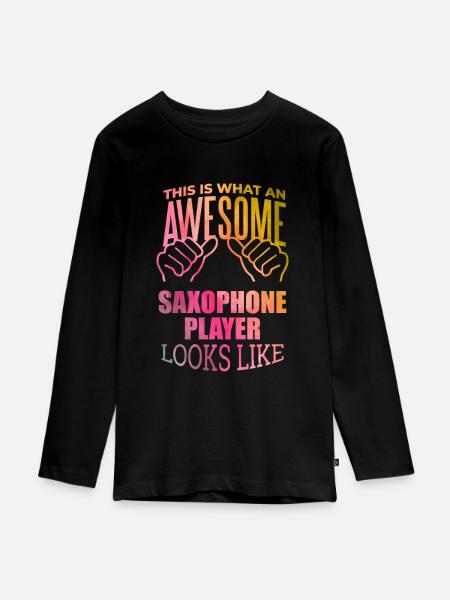 Saxophon Saxophon Saxophon - Teenager Premium Bio Langarmshirt - Schwarz