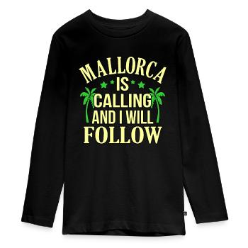 Majorca - Teenager Premium Organic Long Sleeve Shirt - black - Front - AI Model Kid Female (0cm)