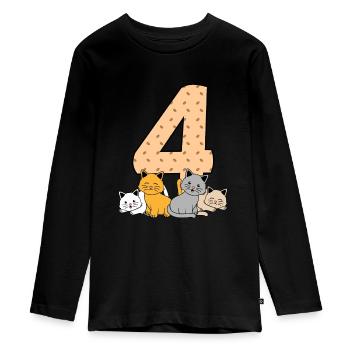 4. Geburtstag - Teenager Premium Bio Langarmshirt - Schwarz - Vorne - AI Model Kid Female (0cm)
