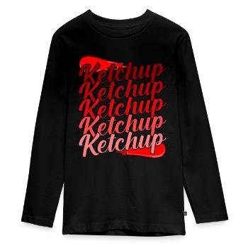Cadeau de sauce tomate connaisseur de ketchup - T-shirt manches longues Premium Ado - noir - Devant - AI Model Kid Female (0cm)