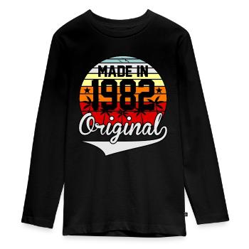 Anniversaire fait en 1982 - T-shirt manches longues Premium Ado - noir - Devant - AI Model Kid Female (0cm)