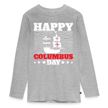 Christopher Columbus - Teenager Premium Bio Langarmshirt - Grau meliert - Vorne