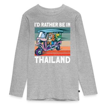 Thailand - Teenager Premium Bio Langarmshirt - Grau meliert - Vorne