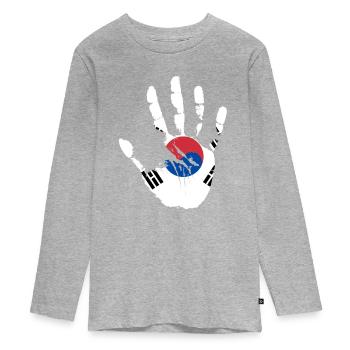 Soutenez le cadeau de la Corée du Sud - T-shirt manches longues Premium Ado - gris chiné - Devant