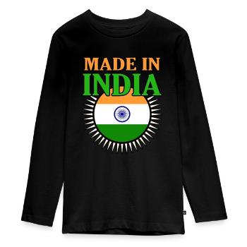 Indien - Teenager Premium Bio Langarmshirt - Schwarz - Vorne - AI Model Kid Female (0cm)