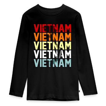 Vietnam - T-shirt manches longues Premium Ado - noir - Devant - AI Model Kid Female (0cm)
