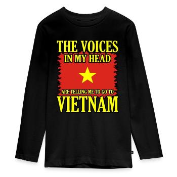 Vietnam - T-shirt manches longues Premium Ado - noir - Devant - AI Model Kid Female (0cm)