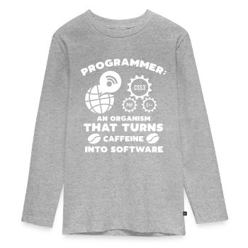 Programmer Coffee - Teenager Premium Bio Langarmshirt - Grau meliert - Vorne
