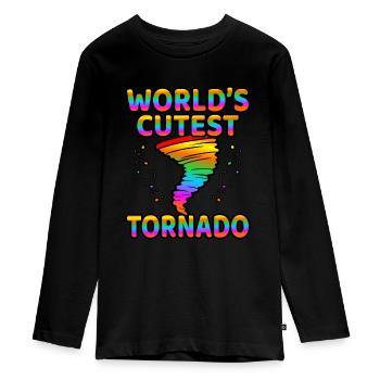 Tornado - Teenager Premium Organic Long Sleeve Shirt - black - Front - AI Model Kid Female (0cm)