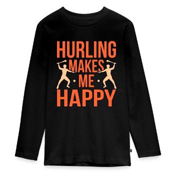 Makes Me Happy - Teenager Premium Organic Long Sleeve Shirt - black - Front - AI Model Kid Female (0cm)