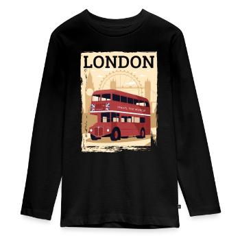 London - Teenager Premium Bio Langarmshirt - Schwarz - Vorne - AI Model Kid Female (0cm)