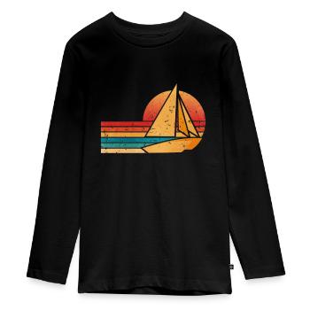 Catamaran - Teenager Premium Organic Long Sleeve Shirt - black - Front - AI Model Kid Female (0cm)