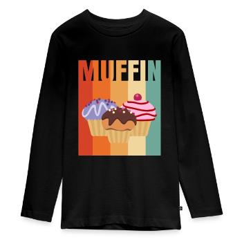 Muffin - T-shirt manches longues Premium Ado - noir - Devant - AI Model Kid Female (0cm)