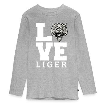 Cadeau amusant Liger - T-shirt manches longues Premium Ado - gris chiné - Devant