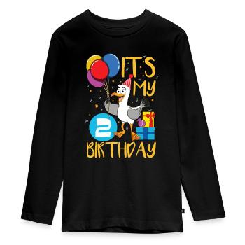 2. Geburtstag - Teenager Premium Bio Langarmshirt - Schwarz - Vorne - AI Model Kid Female (0cm)