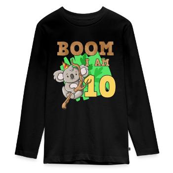 10th birthday koala - Teenager Premium Organic Long Sleeve Shirt - black - Front - AI Model Kid Female (0cm)