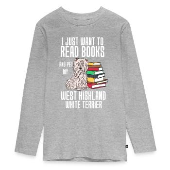 West Highland Terrier - Teenager Premium Bio Langarmshirt - Grau meliert - Vorne