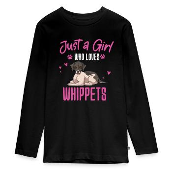 Whippet - Teenager Premium Organic Long Sleeve Shirt - black - Front - AI Model Kid Female (0cm)