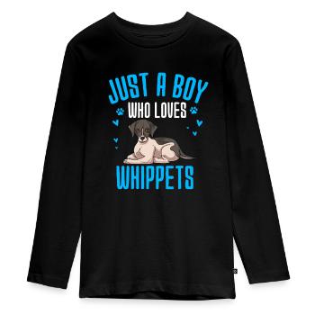 Whippet - Teenager Premium Organic Long Sleeve Shirt - black - Front - AI Model Kid Female (0cm)