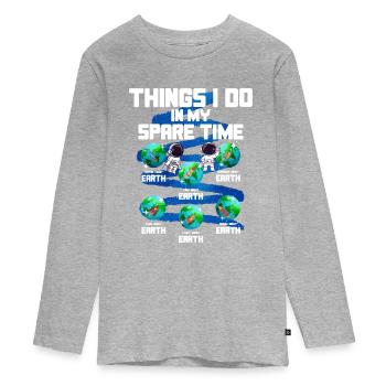 Terre - T-shirt manches longues Premium Ado - gris chiné - Devant