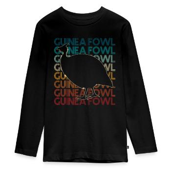 Guinea fowl - Teenager Premium Organic Long Sleeve Shirt - black - Front - AI Model Kid Female (0cm)